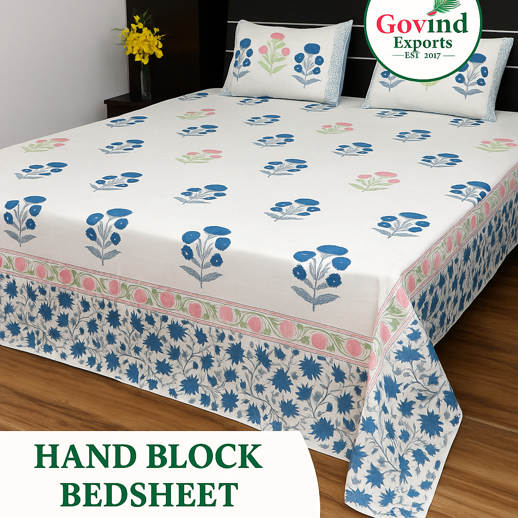 hand block bedsheets by Govind Exports